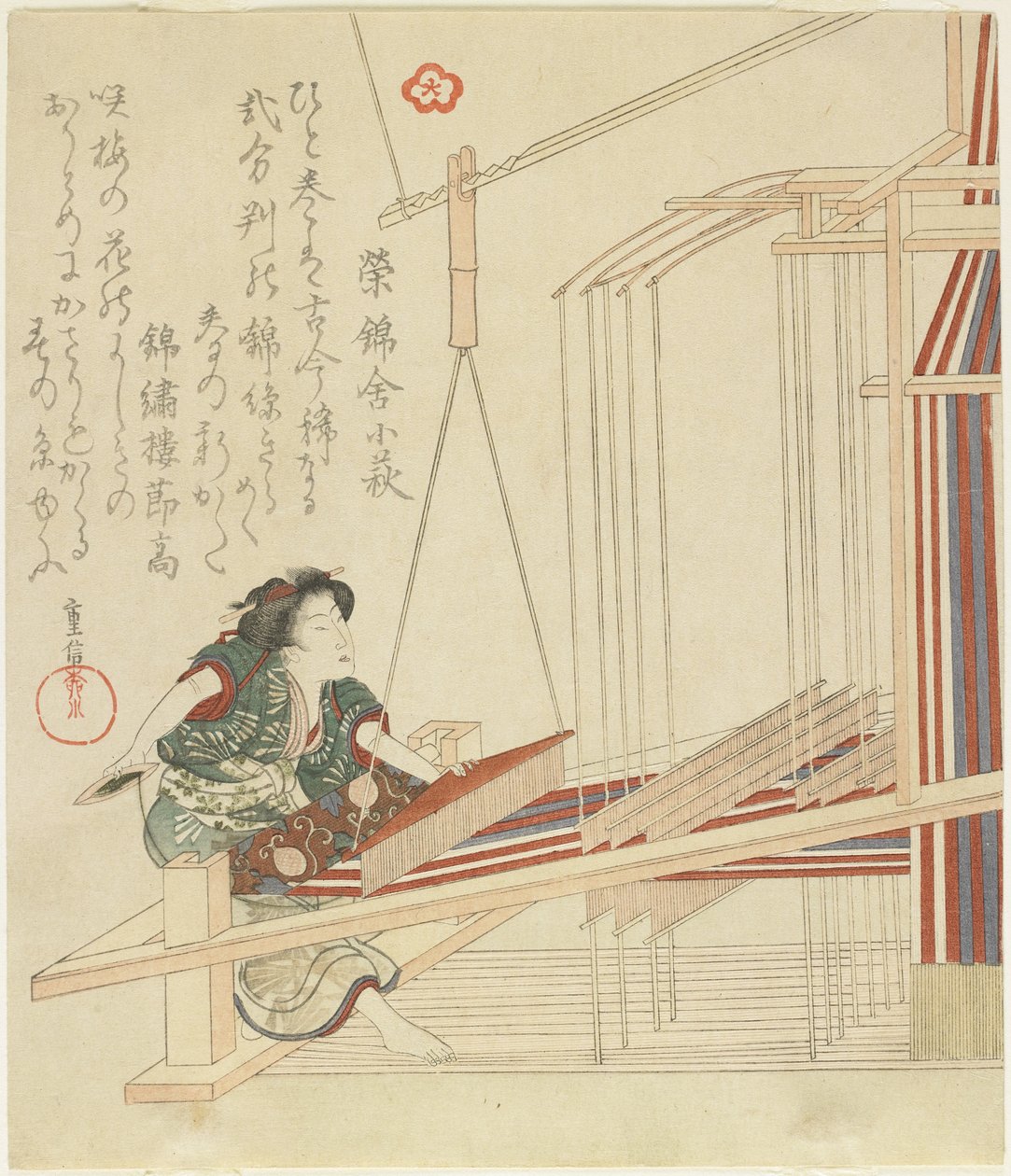 女人编织，19世纪初 作者 柳川繁信