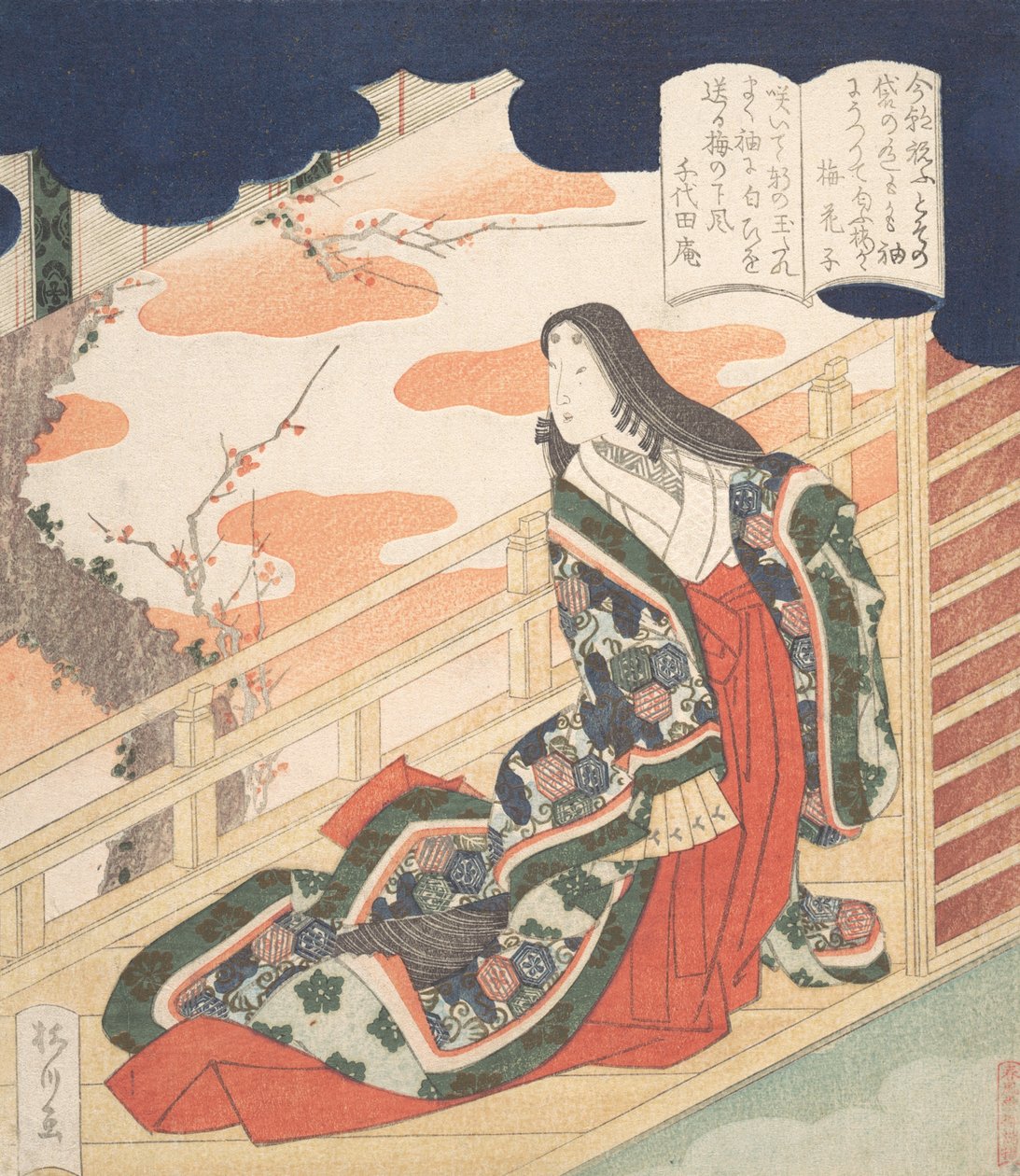 宫女赞美梅花》，1830年。 作者 柳川繁信