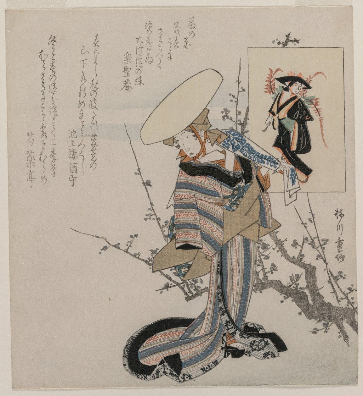 与紫藤少女相配的梅树旁的女子（选自与大津画作中的人物相比较的女子系列） 作者 柳川繁信