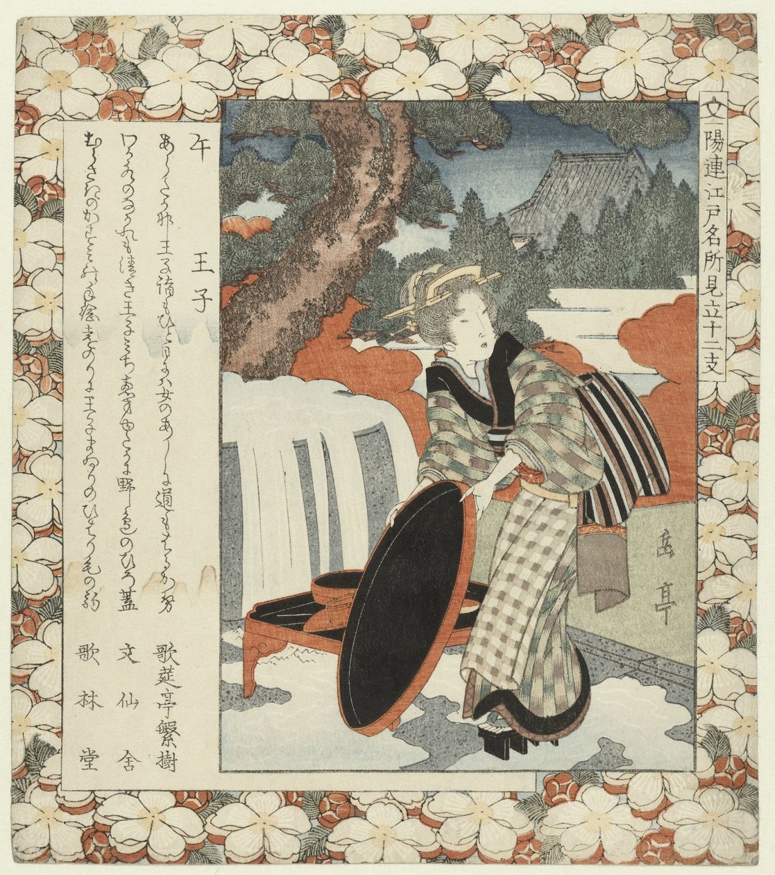 马：Ôji
Uma-Oji （物件上的标题）
江户名胜与十二生肖（系列名称）
江户名所刈刈刈（物品上的系列名称） 作者 矢岛学亭