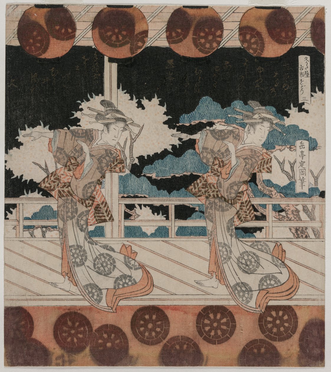 1820年代中期，在古岛的Hisagataya集团舞蹈。 作者 矢岛学亭