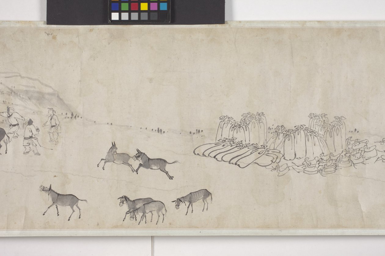 运粮的一百头驴》，手卷，约 1700 年（纸上墨迹） 作者 叶寅