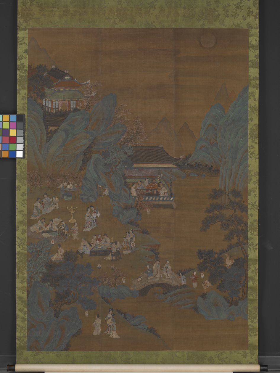 桃李园夜宴（绢本水墨、设色、描金） 作者 邱莹
