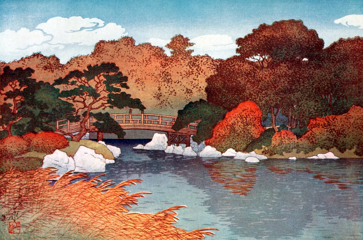 秋天在Muko-Jima的百花园中，c1900-1950。 作者 吉田宏