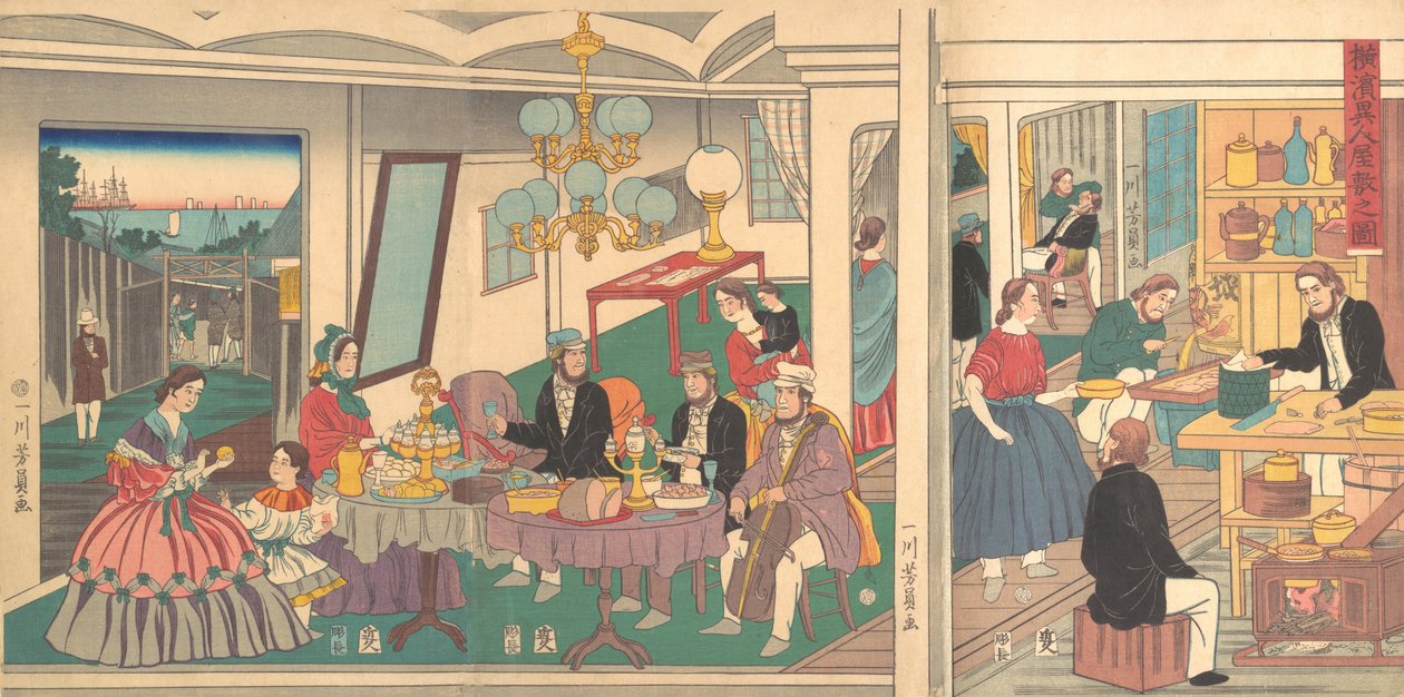 1861年1月，在横滨的外国住所。 作者 吉和