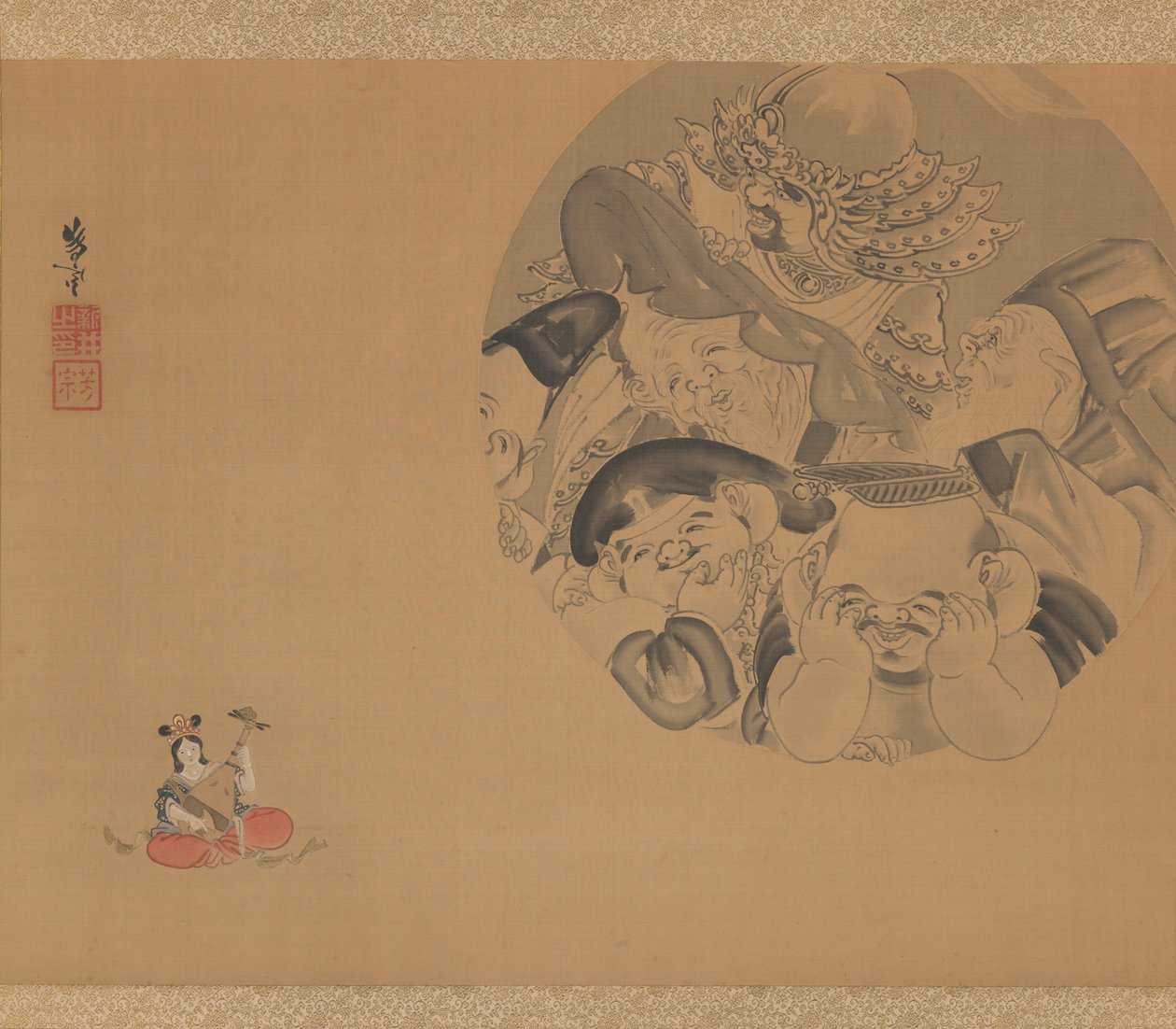 七福神（绢本水墨设色） 作者 新井义宗