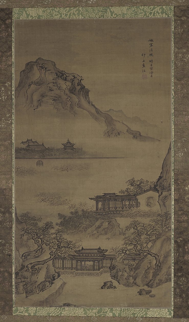 晴朗清晨，清朝，1722年（丝绸上的墨水和颜色） 作者 袁江