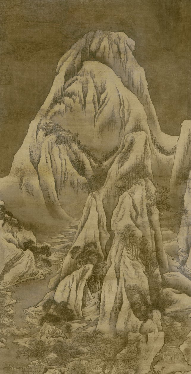 清代冬季景观（丝绸上的墨水和颜色） 作者 袁江