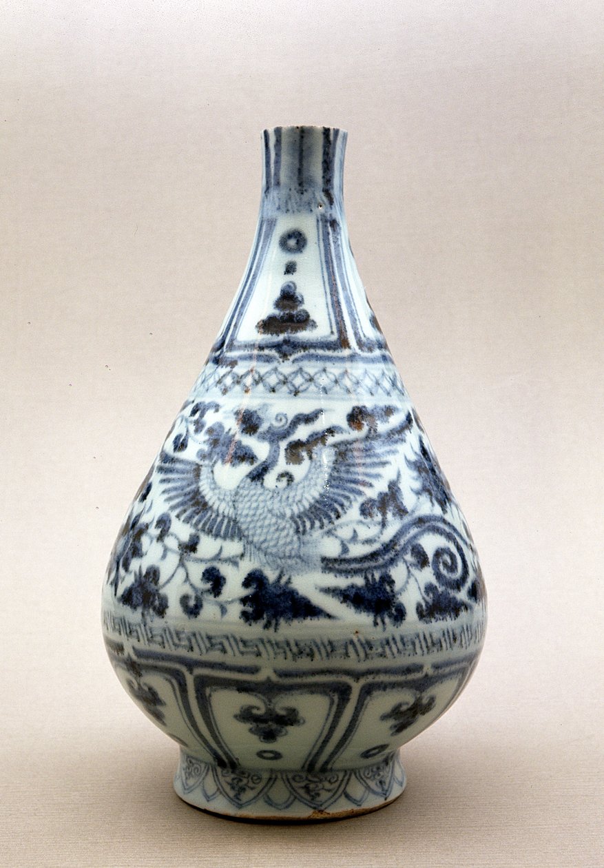 青花瓶，元代（1206-1368）（陶瓷）。 作者 元代中文学校