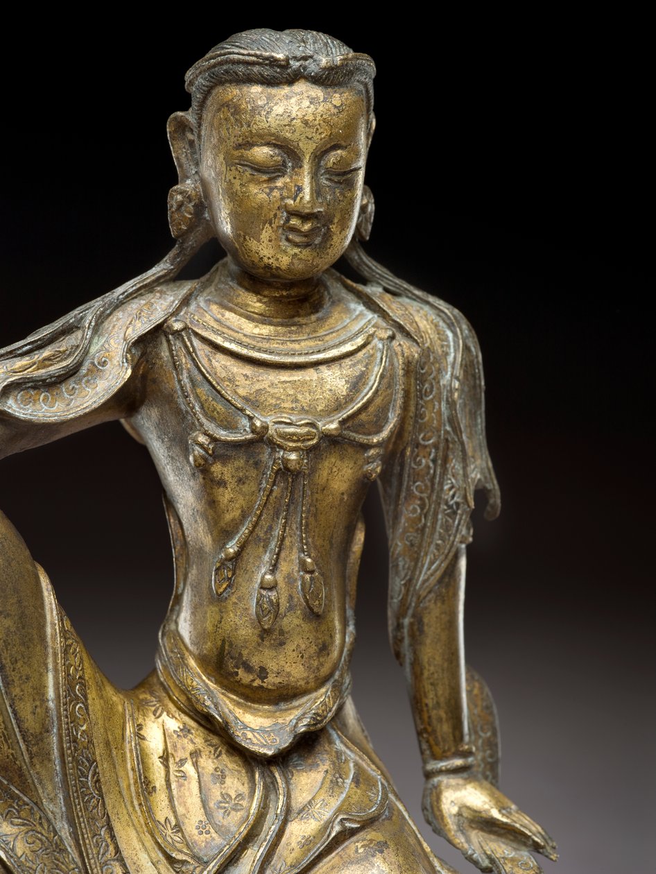 观世音菩萨，元代（鎏金铜）（119005的细节）。 作者 元代中文学校