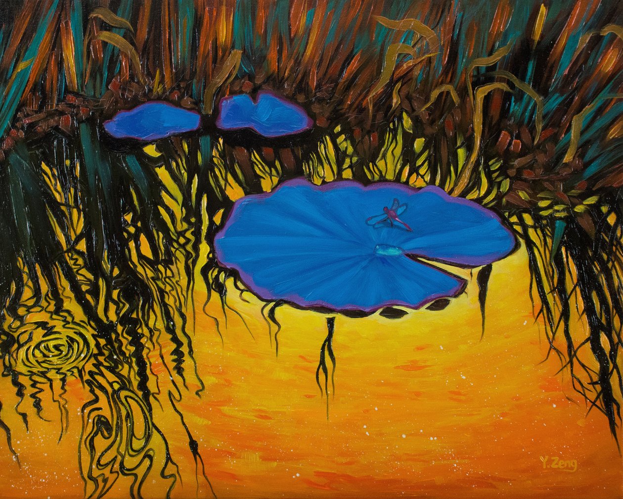 蓝蜻蜓，2023 年（布面油画） 作者 曾悦