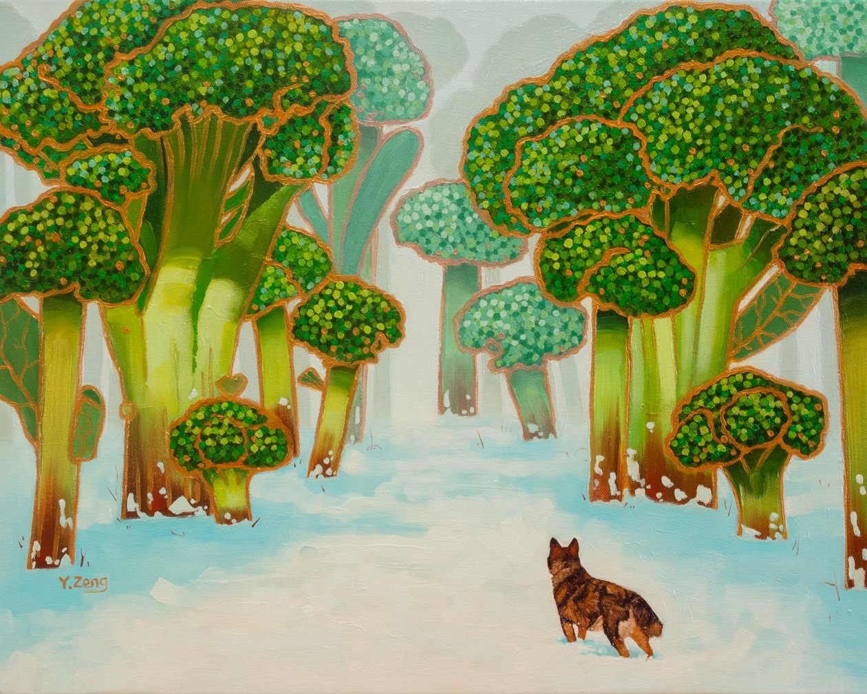 花椰菜森林，2023 年（布面油画） 作者 曾悦