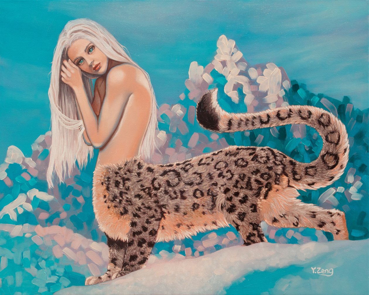 豹女》，2023 年（布面油画） 作者 曾悦