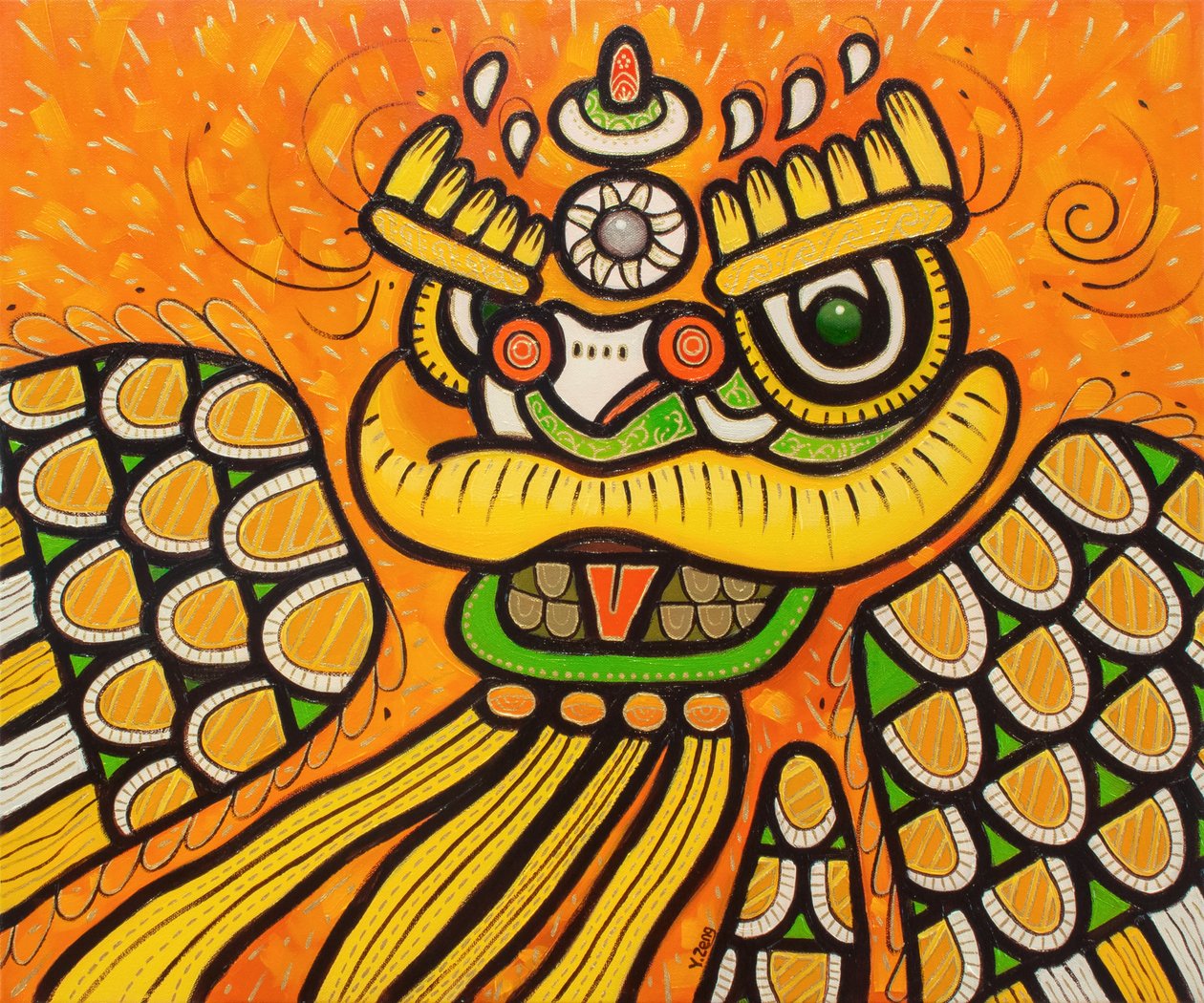 舞狮黄》，2022 年（布面油画） 作者 曾悦