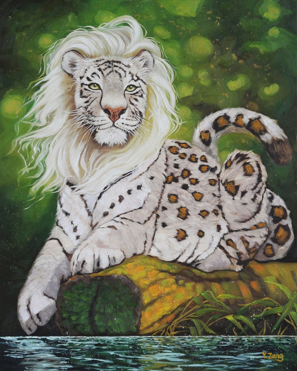 神话大猫，2023 年（布面油画） 作者 曾悦