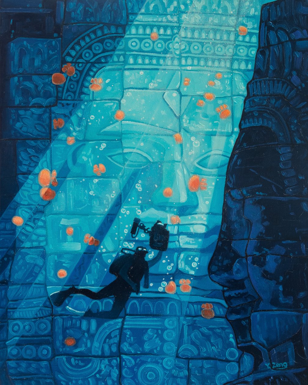 水下废墟，2023 年（布面油画） 作者 曾悦