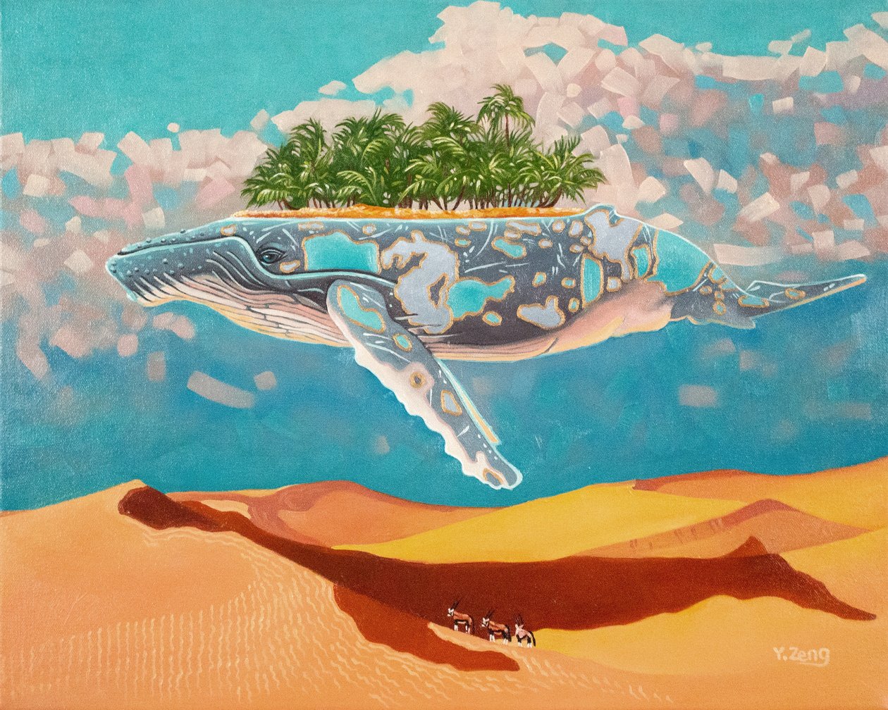 鲸鱼绿洲，2023 年（布面油画） 作者 曾悦