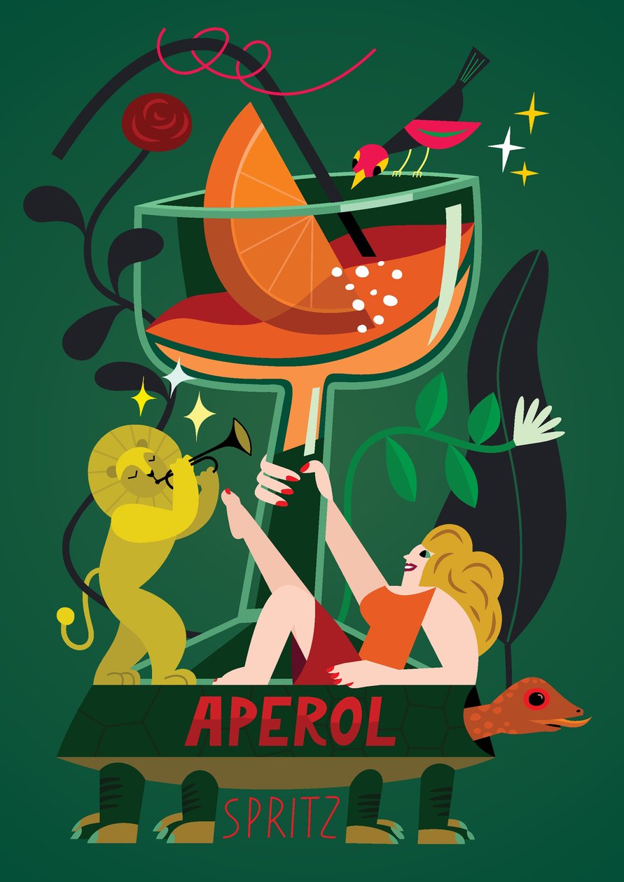 Aperol Spritz，2017（矢量插图） 作者 尤利娅·德罗博娃