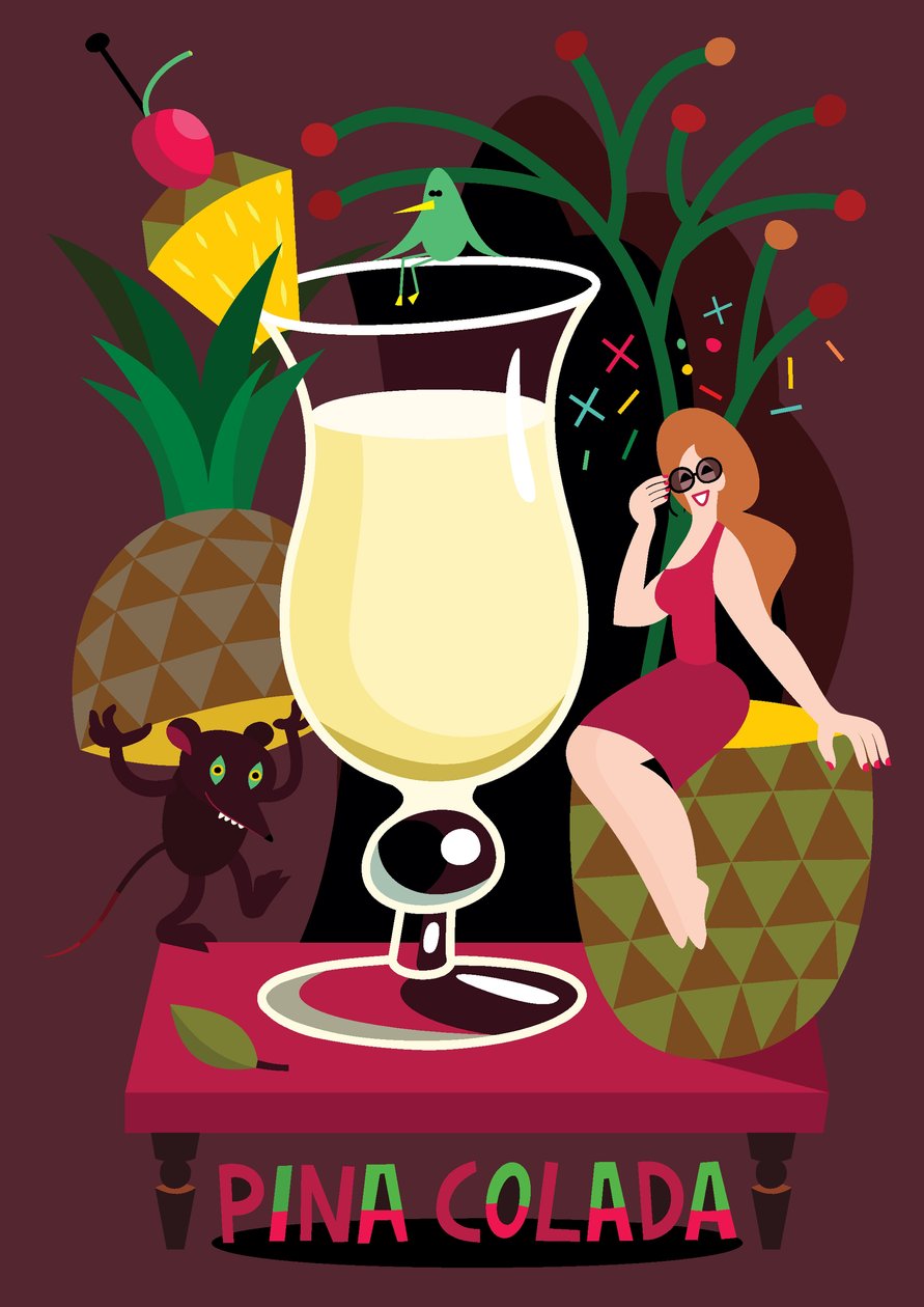 Pina Colada，2017 年（矢量插图） 作者 尤利娅·德罗博娃