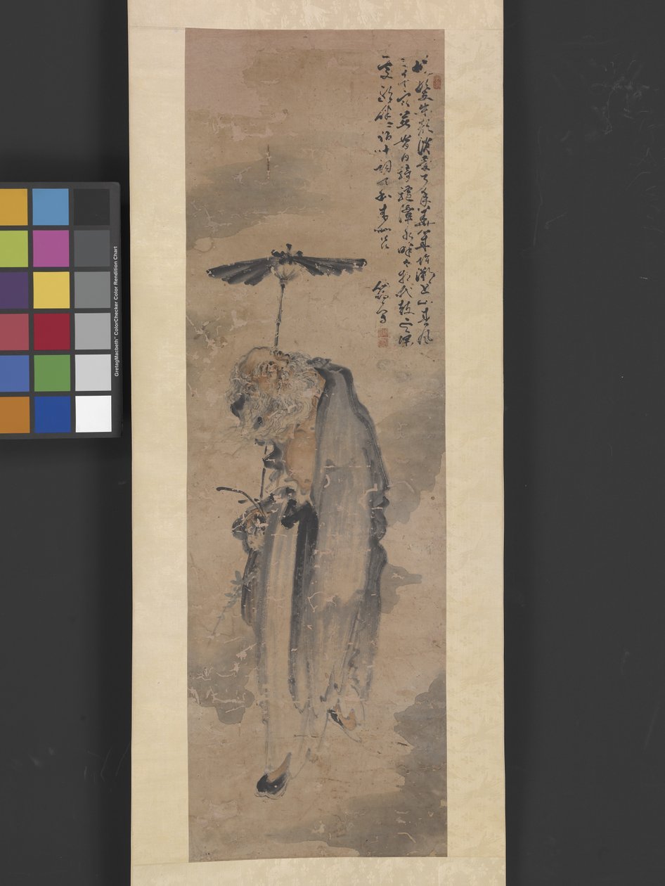撑伞的人物，约 1800 年（绢本彩墨画） 作者 云涛