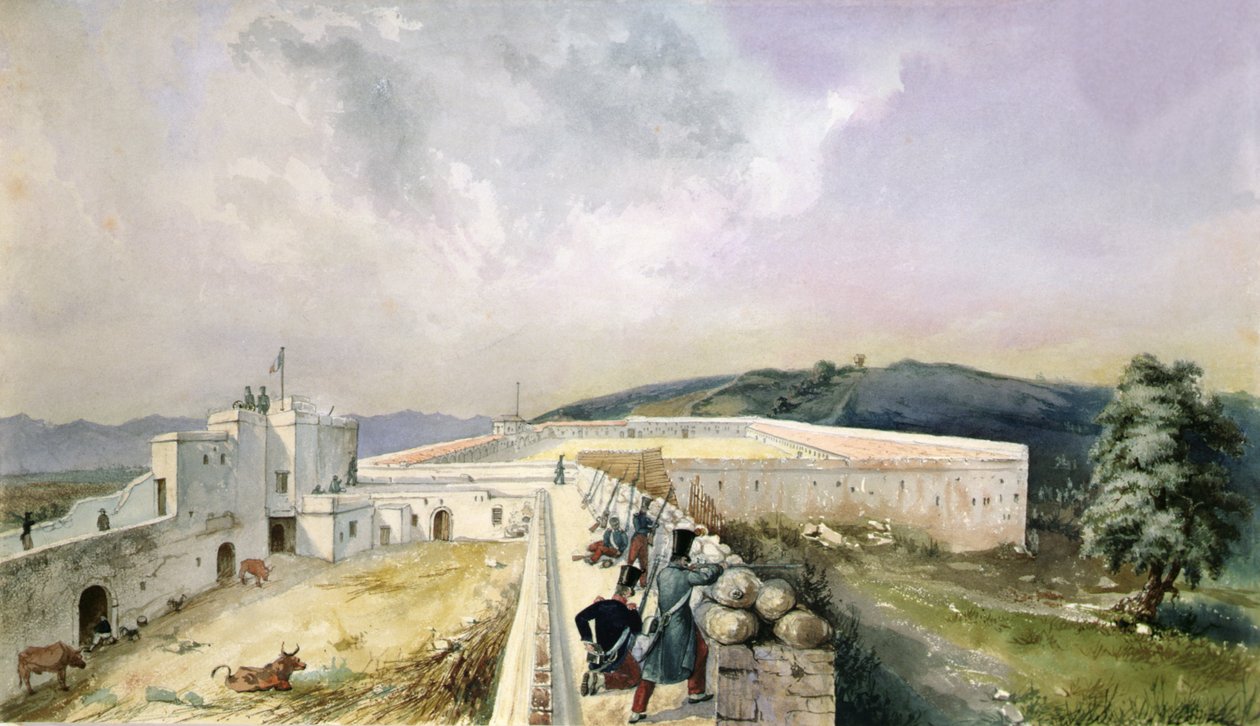 阿尔及尔郊区的实验农场景观，约1830-31年（纸上水彩画） 作者 容容