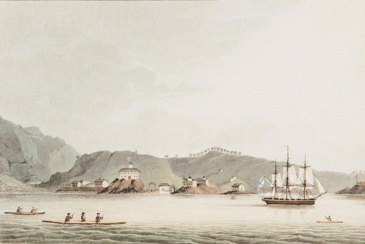 插图来自《1803-06年环球航行》，乘坐涅瓦号船，1814年 作者 尤里·费奥多罗维奇·利扬斯基