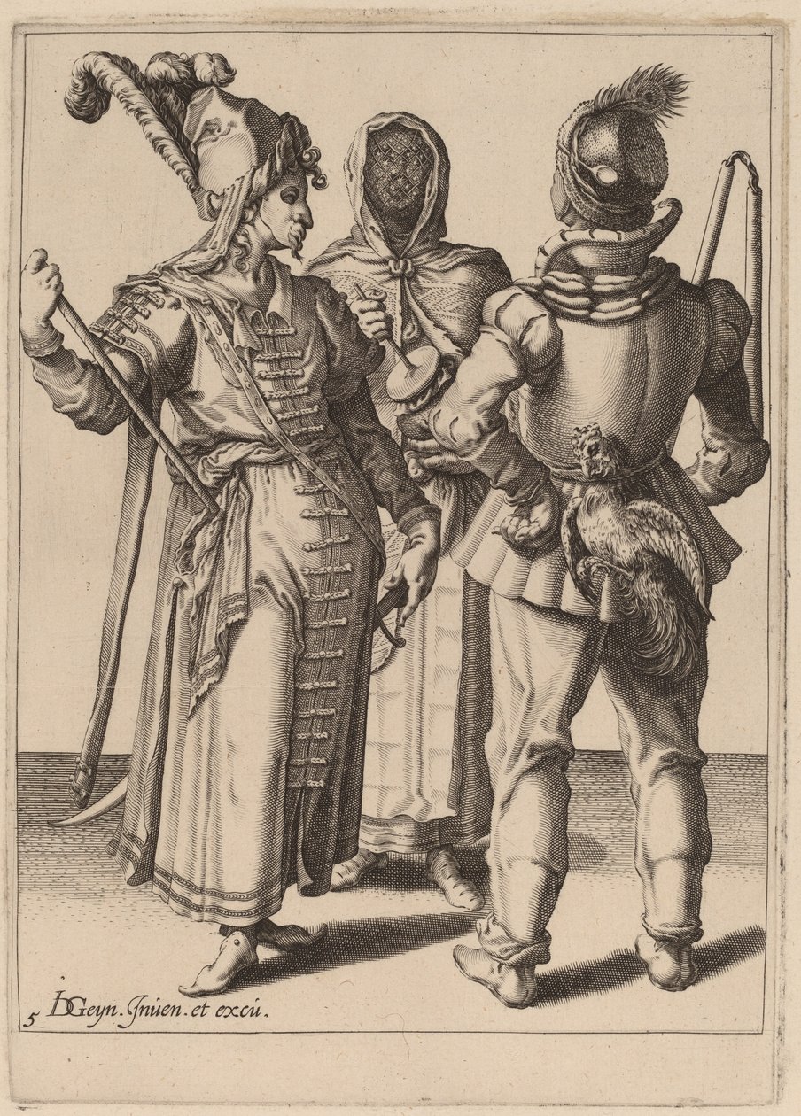 贵族、农民和蒙面女子 作者 Jacques de Gheyn II 之后的 Zacharias Dolendo