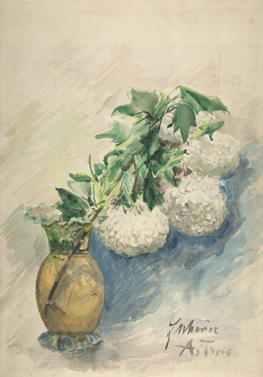 花瓶里的白花，约1884-1904年。 作者 Zacharie Astruc