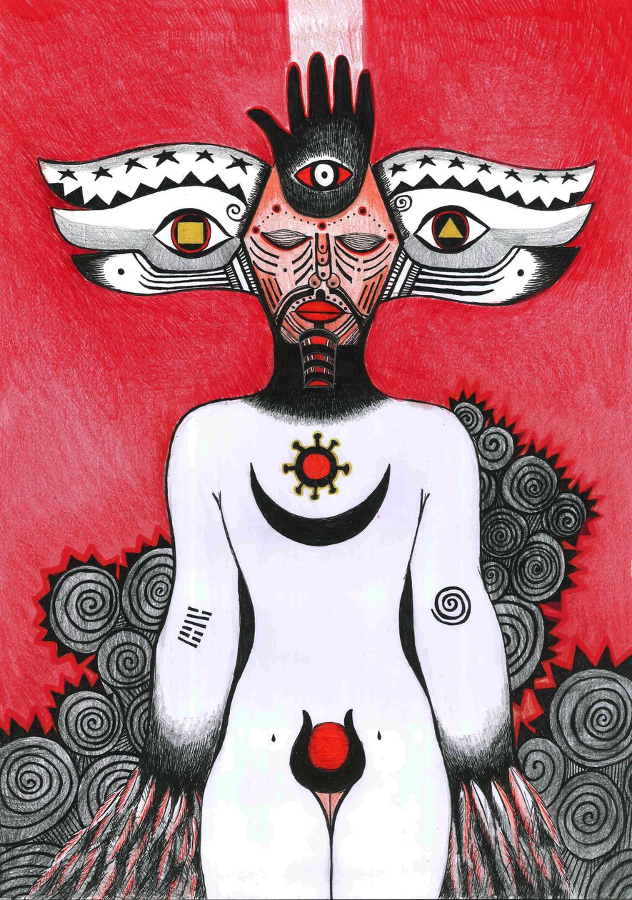 The Eye，2012（笔，墨水和彩色铅笔在纸上） 作者 Zanara Sabina Nedelcheva Williams