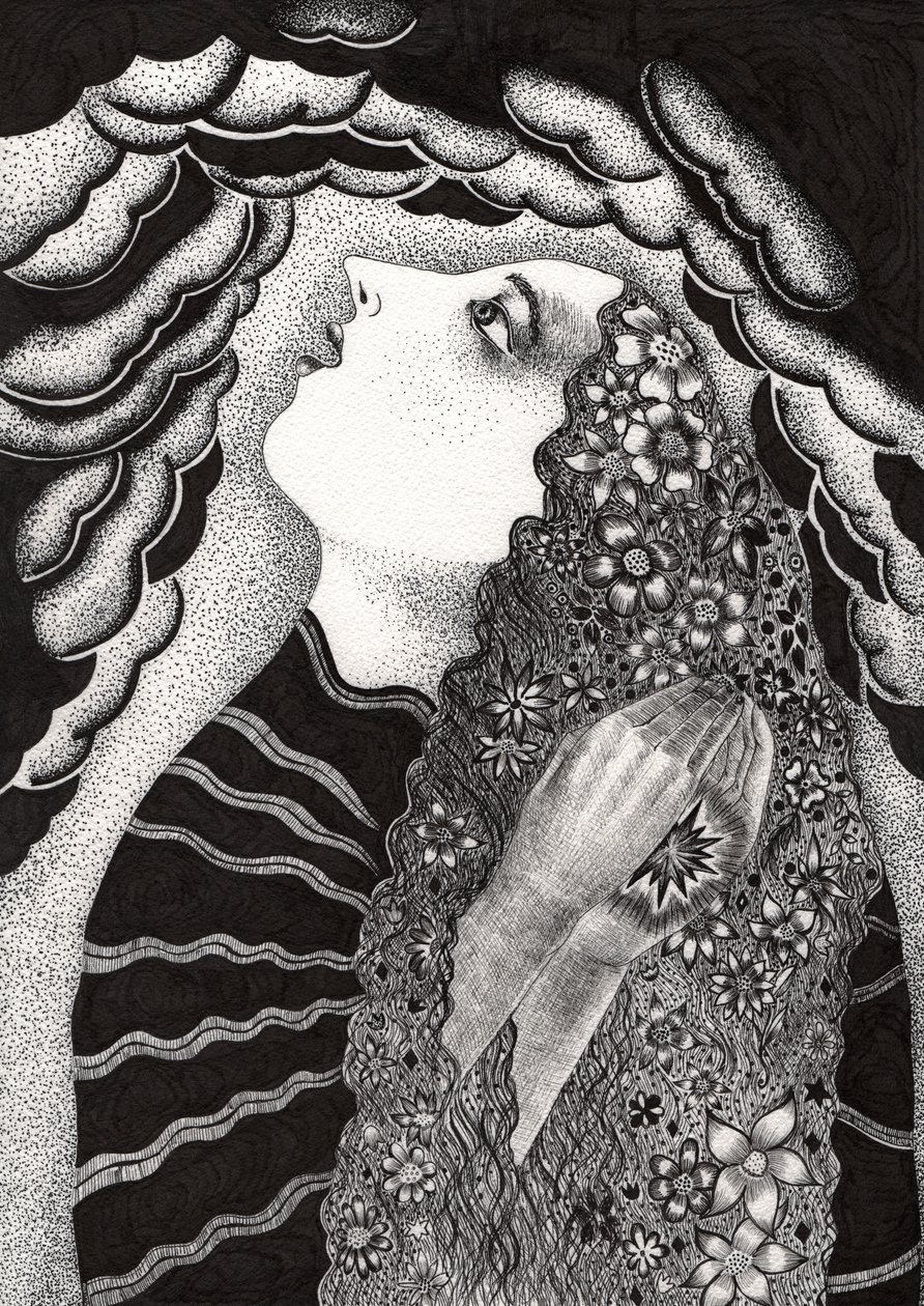 星星 ，2018（纸上水墨画）。 作者 萨宾娜·内德尔切娃·威廉姆斯 (Zanara)