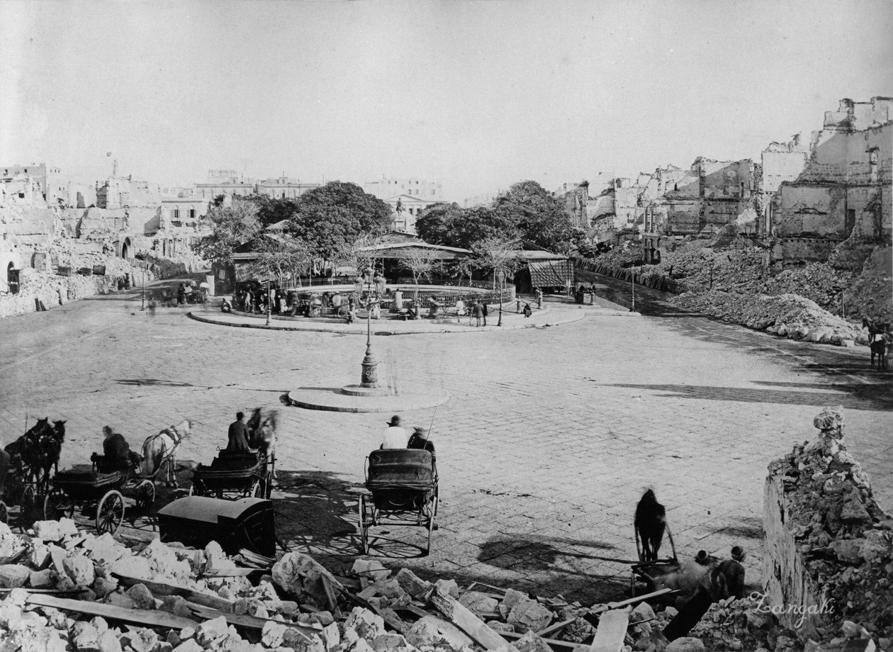 1882年亚历山大轰炸后的Mansheyya广场 作者 赞加基兄弟
