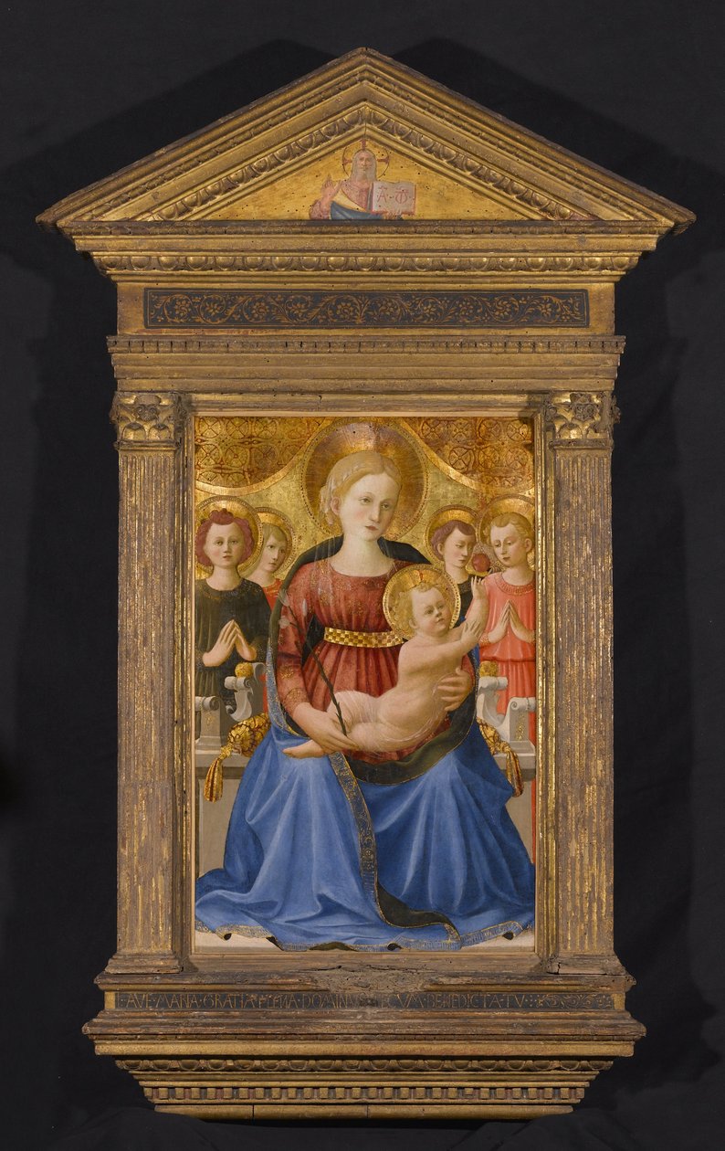 圣母子与四个天使和救赎主 作者 Benedetto Strozzi 的 Zanobi