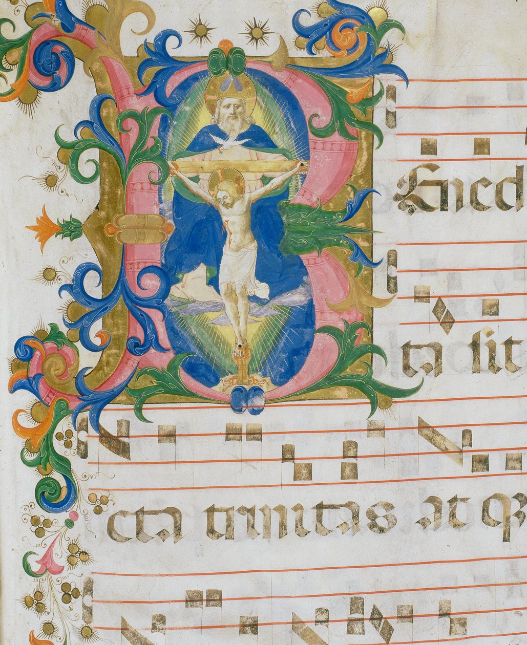 The Trinity, miniature detail of the choir book 作者 Benedetto Strozzi 的 Zanobi