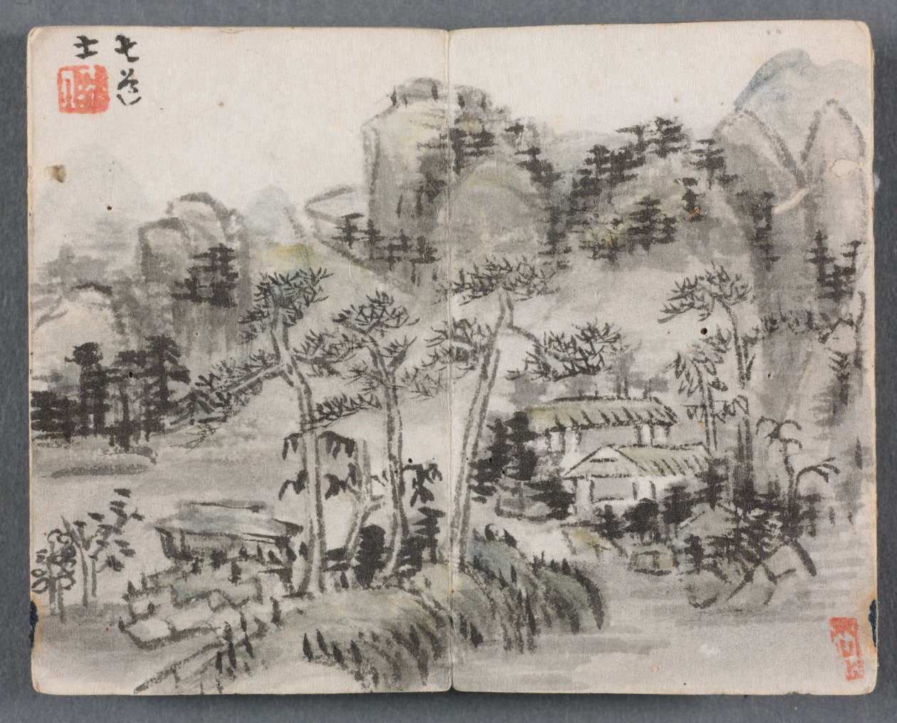 人物与风景微型画册（有两座建筑的风景画） 作者 曾延东