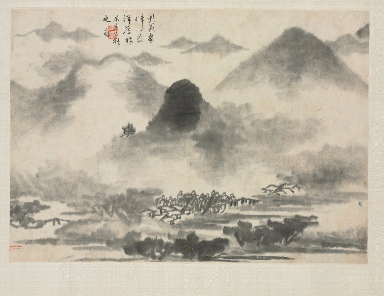 各种风格的山水画册：宓妃山水 作者 查士标
