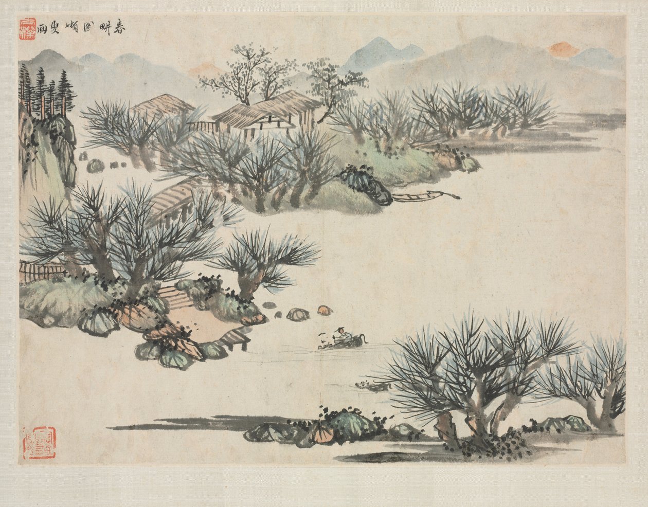 各种风格的风景相册：春耕 作者 查士标