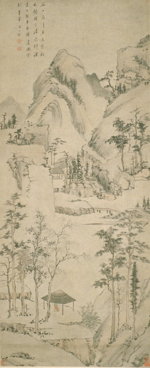有人物的风景（纸上水墨和色彩） 作者 查士标