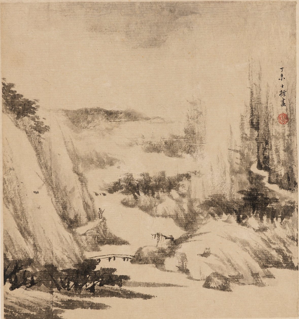 河流景观，1667年 作者 查士标