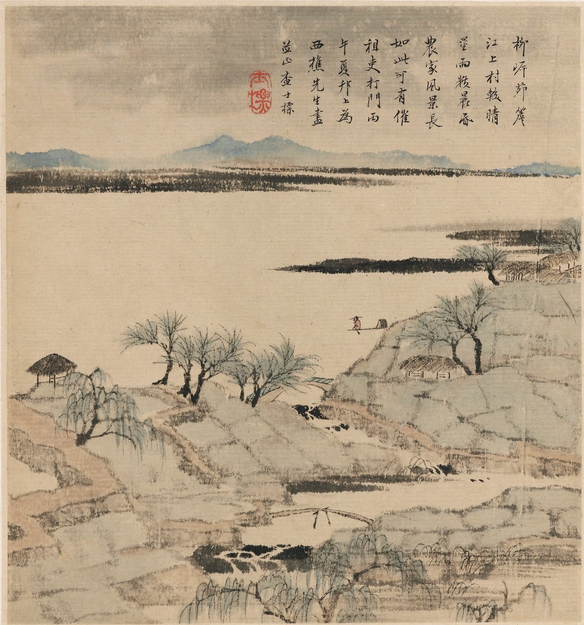 河流景观，1666年5-8月 作者 查士标