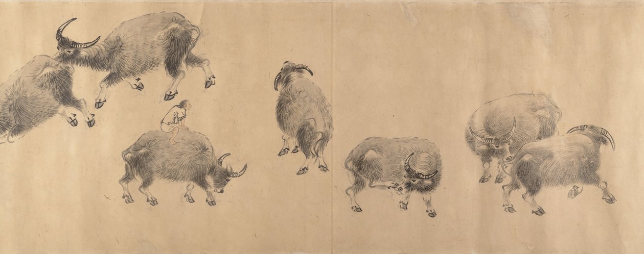 水牛，日期为1639年。 作者 张宏