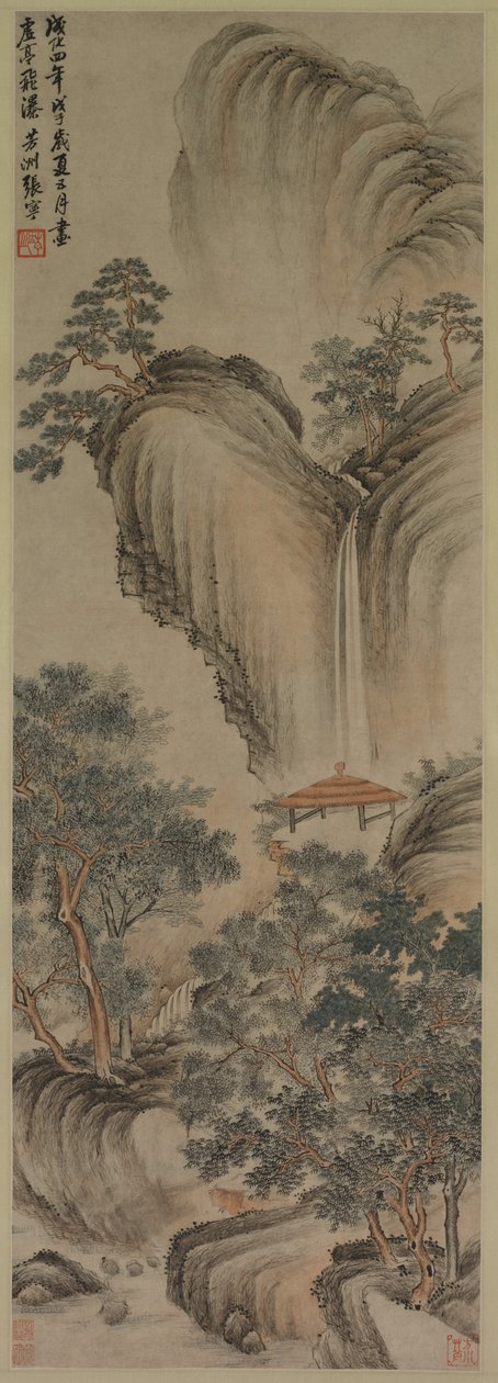 空旷的凉亭和快速的瀑布，1468年。 作者 张宁
