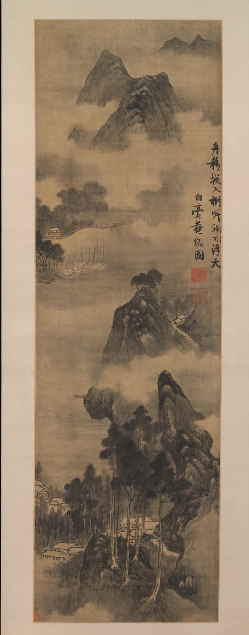 沿着河岸的山脉，17世纪初。 作者 张瑞图