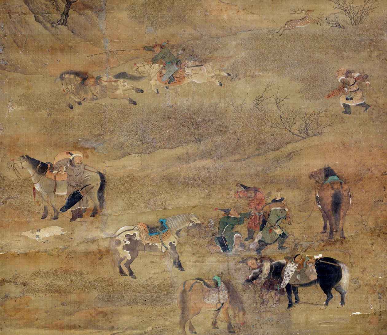 Mongolian rider chasing a horse. Detail. Silk Painting by Fou Tchao Mong (1254-1322). Yuan Dynasty (1206-1368 AD) Paris, Guimet Museum, National Museum of Asian Arts 作者 赵孟俯 赵孟俯 或