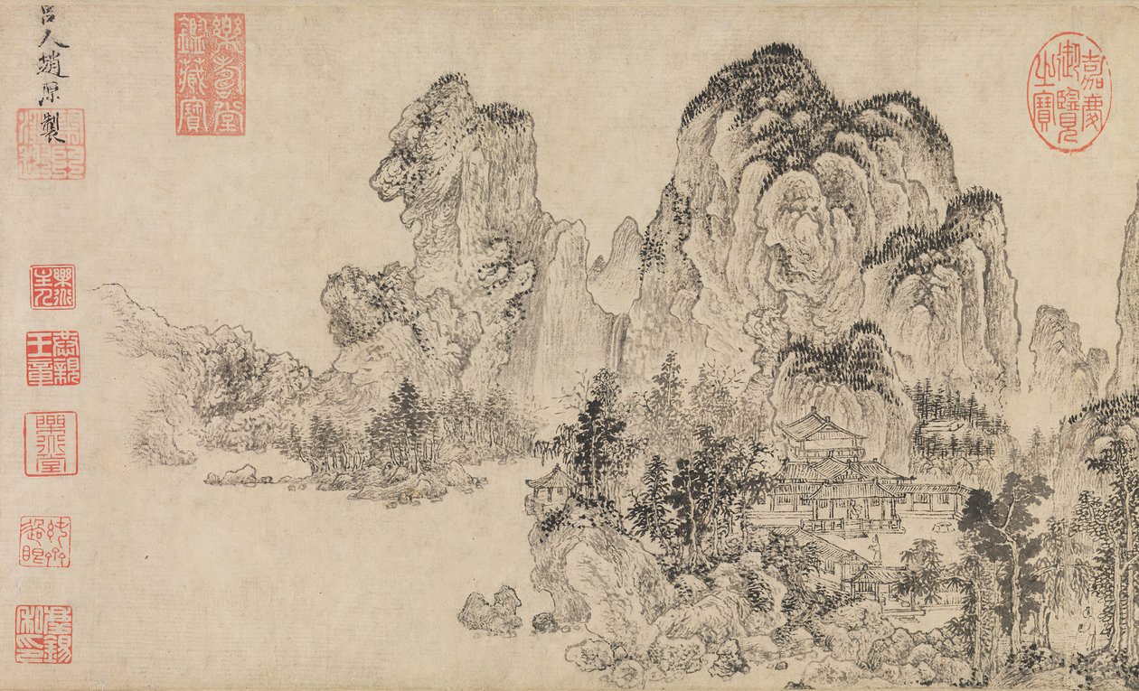 景观，14世纪末。 作者 赵元