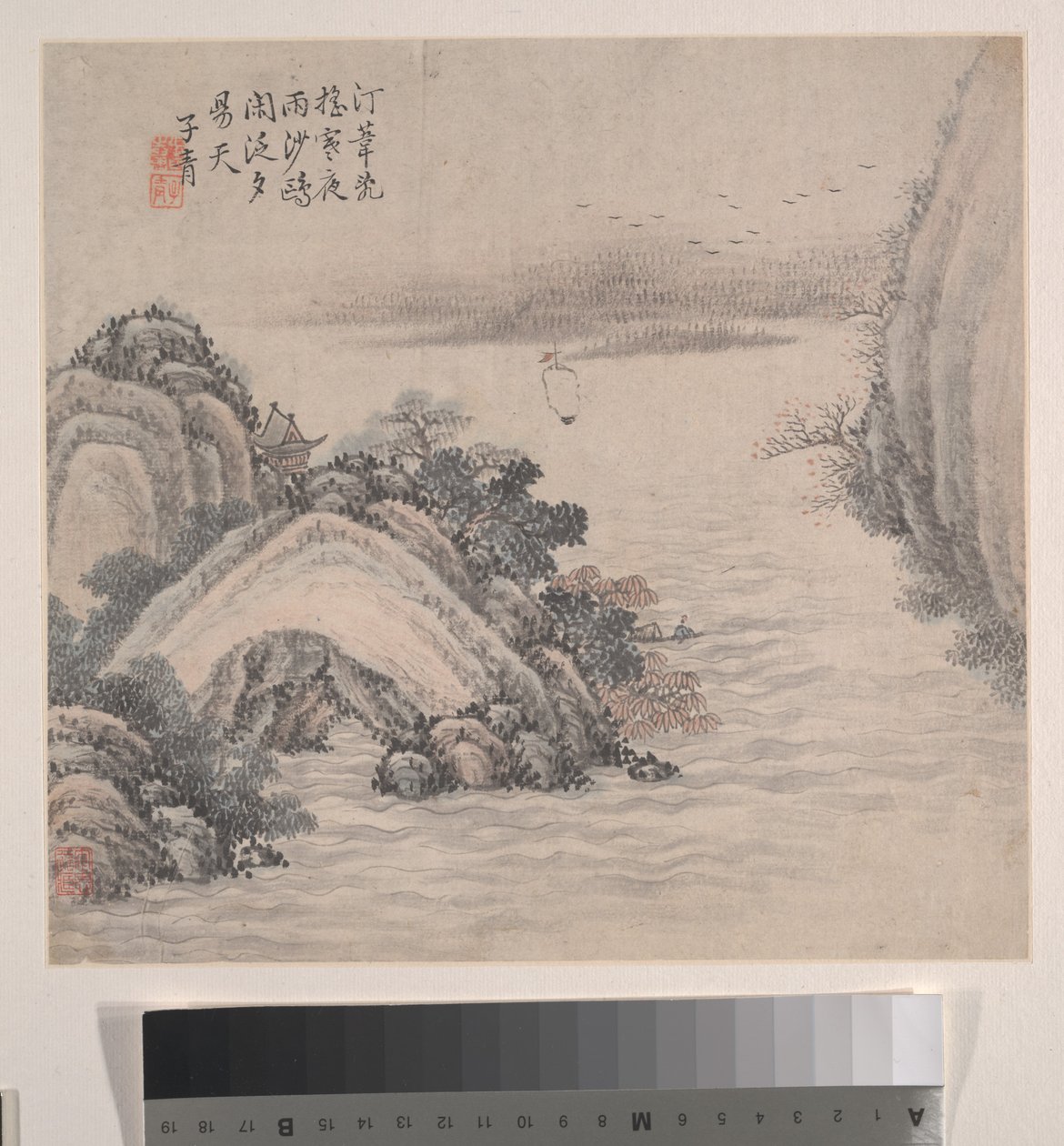 风景，1875 年（12 叶画册；纸本水墨和彩色） 作者 张志万