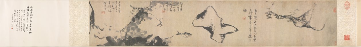 鱼和岩石，17世纪中后期（墨水在纸上） 作者 八大山人