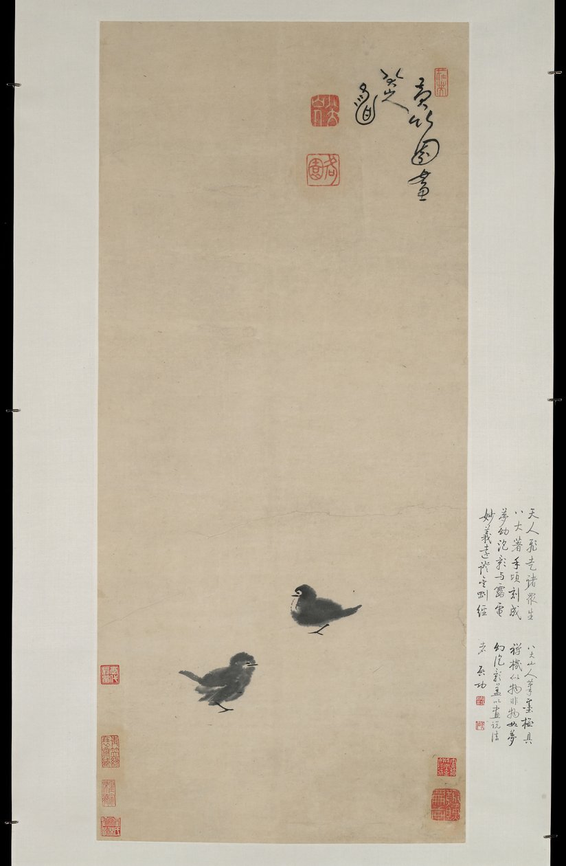 两只小鸡，约1694年（纸上墨水） 作者 朱达