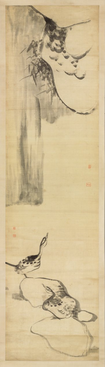 鸟和鸭子（缎上的墨水） 作者 朱达八大山人