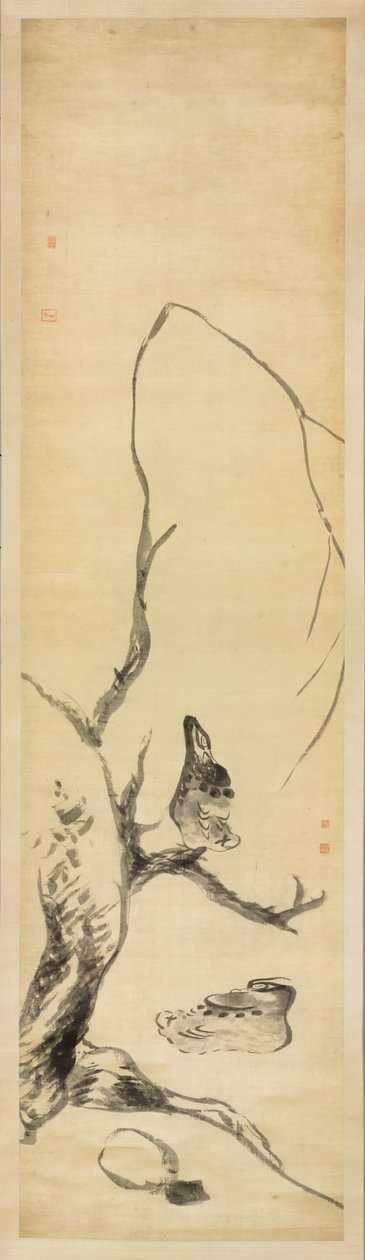 鸟和鸭子（缎上的墨水） 作者 朱达八大山人