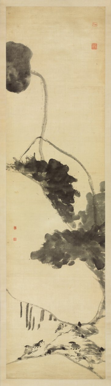 鸟和鸭子（缎上的墨水） 作者 朱达八大山人